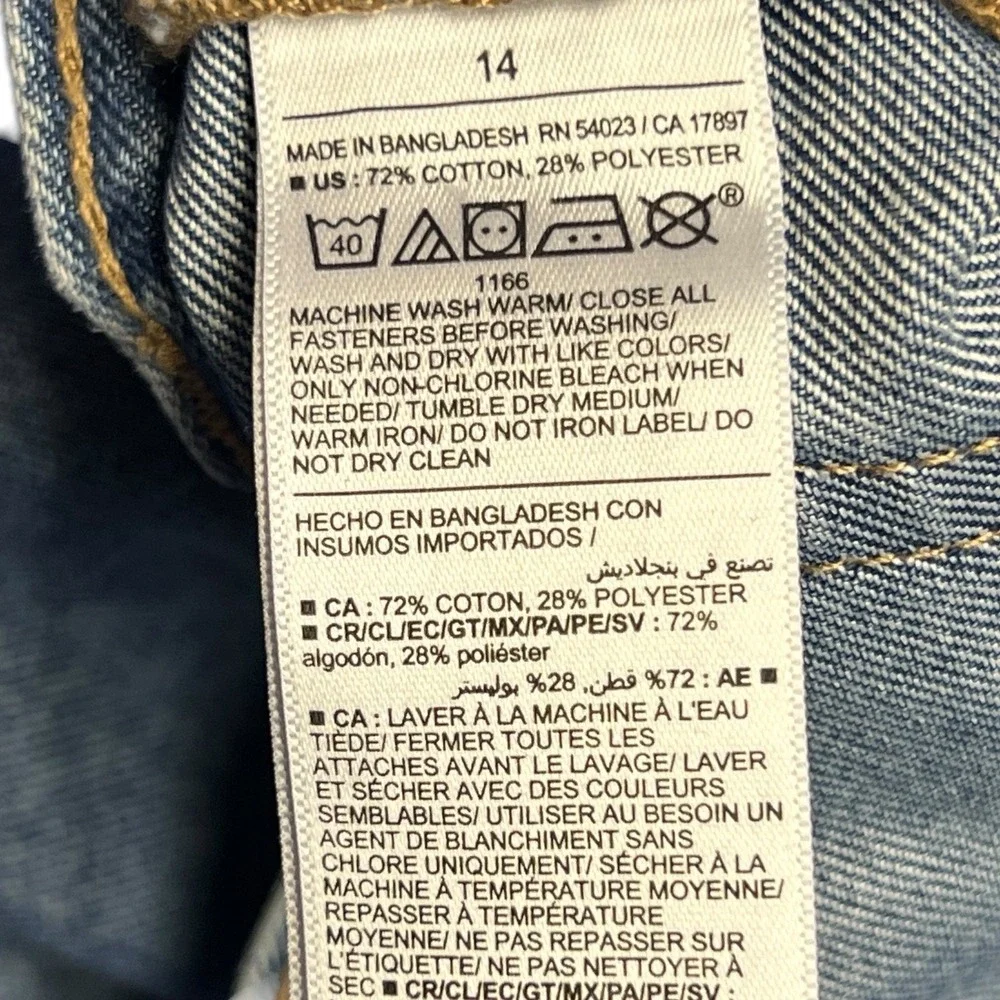 Old Navy Girls Jeans 14 Slouchy Straight High Rise Light Wash Adjustable Waist